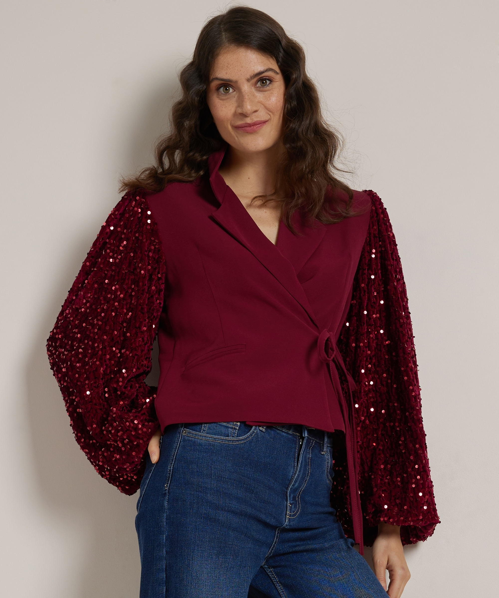 overslag blazer glittermouw