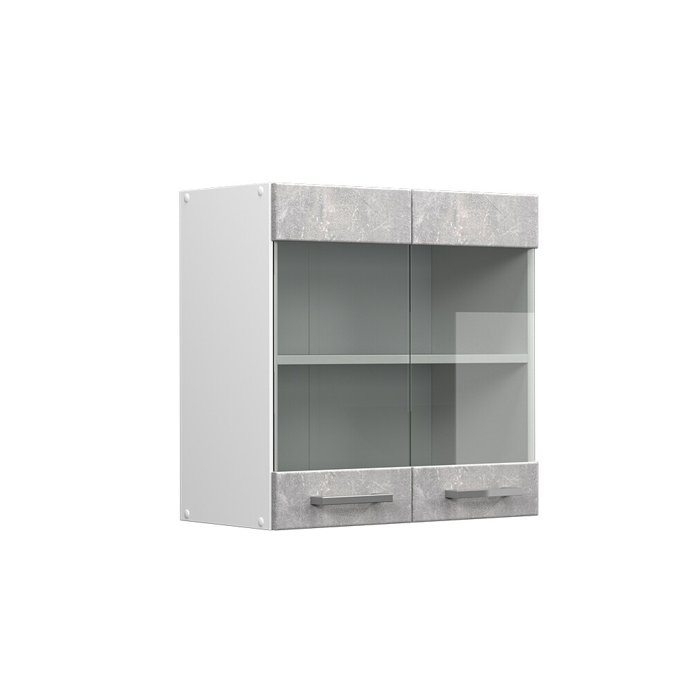 Vicco Hängeglasschrank Küchenschrank Küchenzeile R-Line 60 cm Weiß Beton Tür Fächer