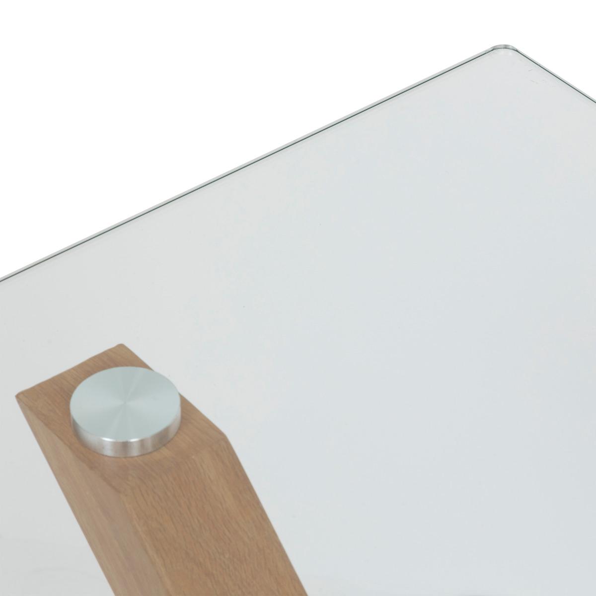 TABLE A DINER JOREL VERRE METAL EFFET CHENE 180X90CM
