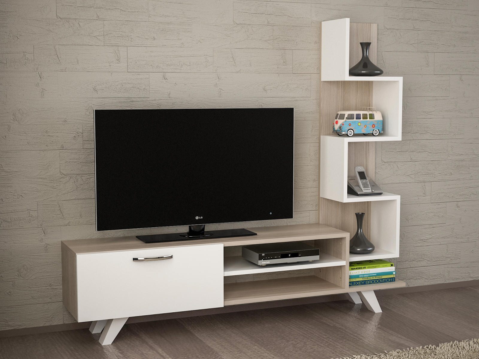 Wohnwand - weiß - Cordoba - mit Regalelement - 149,5 cm