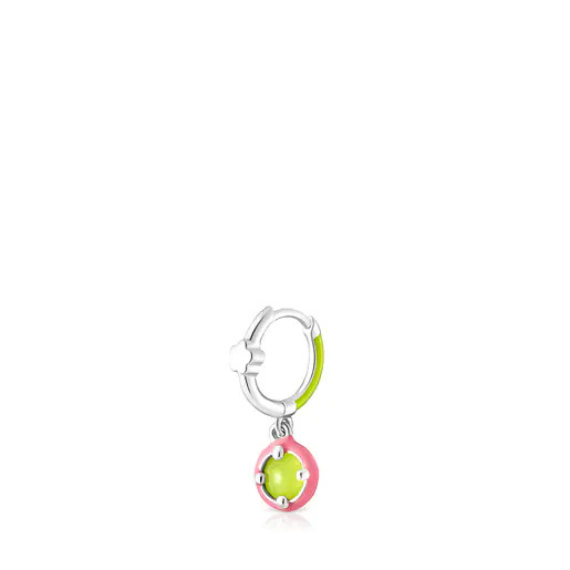 Brinco de argola TOUS Vibrant Colors em prata com calcedônia e esmalte.