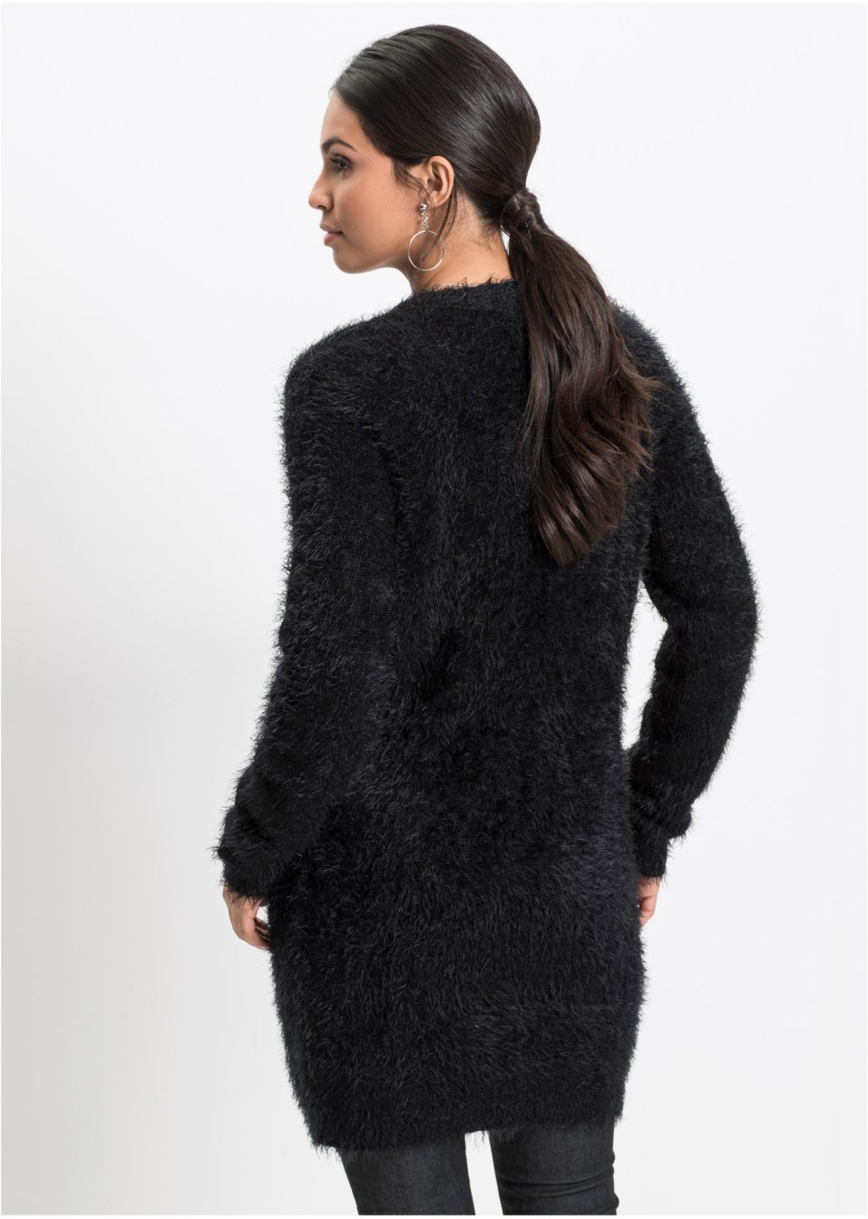 Gilet long en maille duveteux