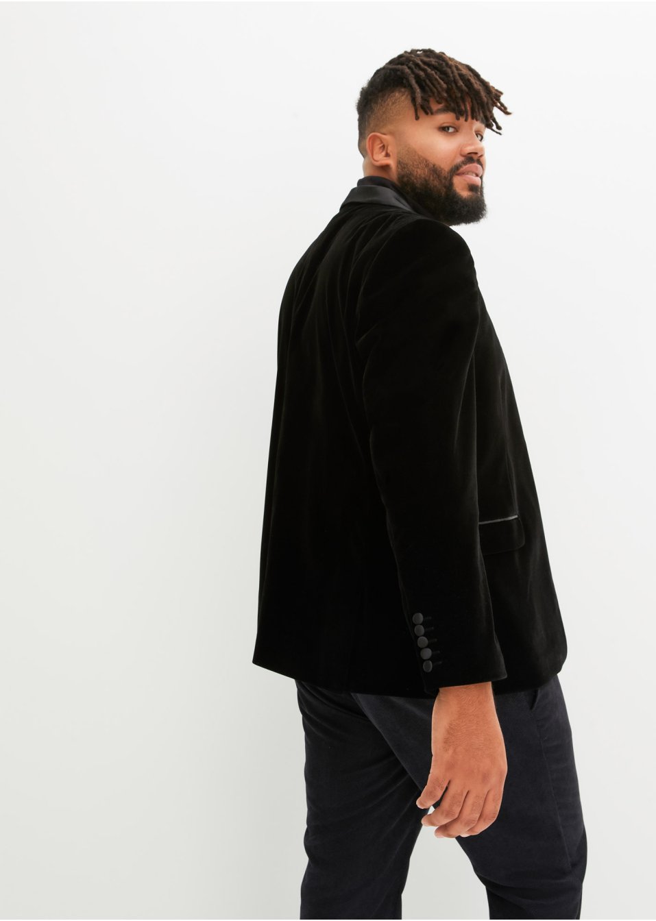 Blazer en velours avec passepoil en satin