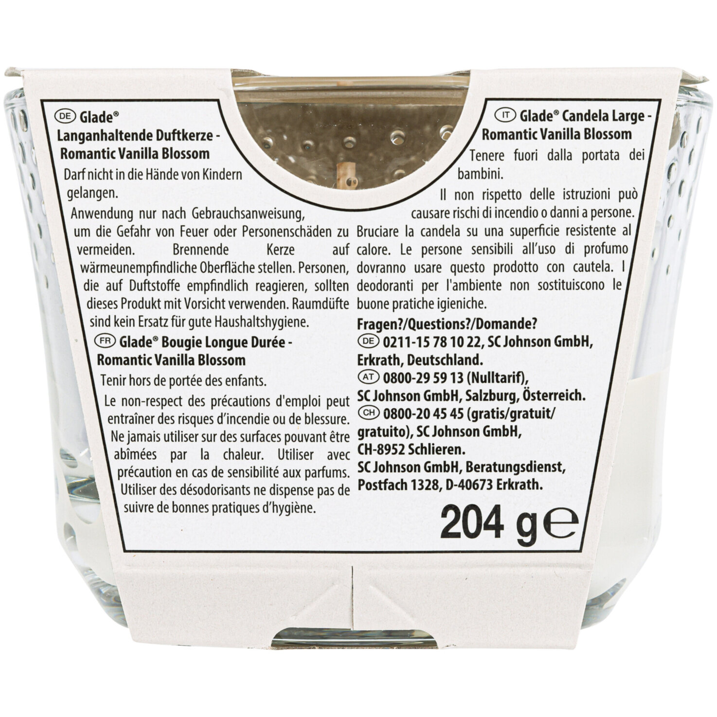 Glade Langanhalende Duftkerze Romantic Vanilla Blossom