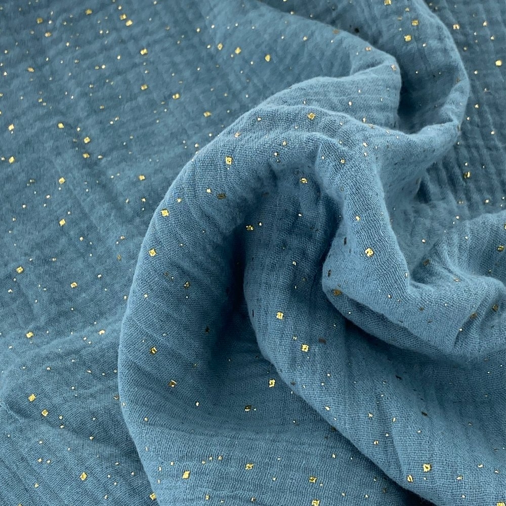 Foulchie Court Gaze Pois Or Bleu Gris