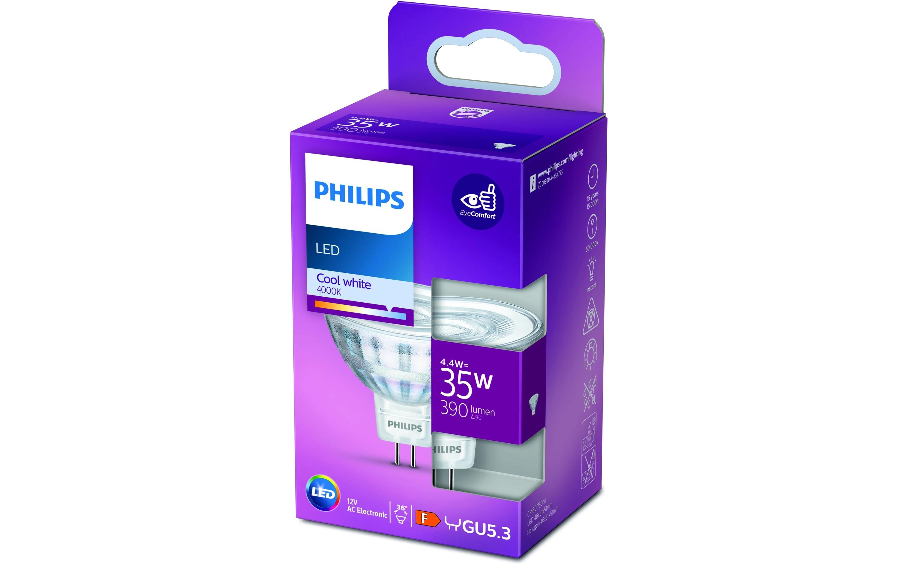 Lampe LED 35W GU5.3 MR16 CW 36D 12 V ND NeutralweissNeutralweisses LED-Leuchtmittel MR16 mit klarem Glas