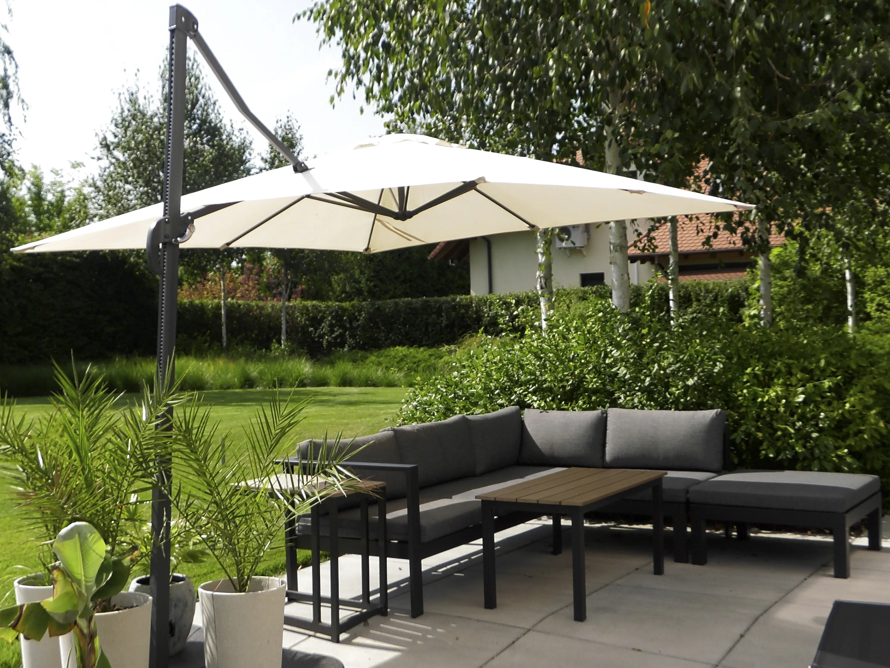 Tuin hoekloungeset met tafel 5-zits MESSINA linkszijdig Metaal Zwart