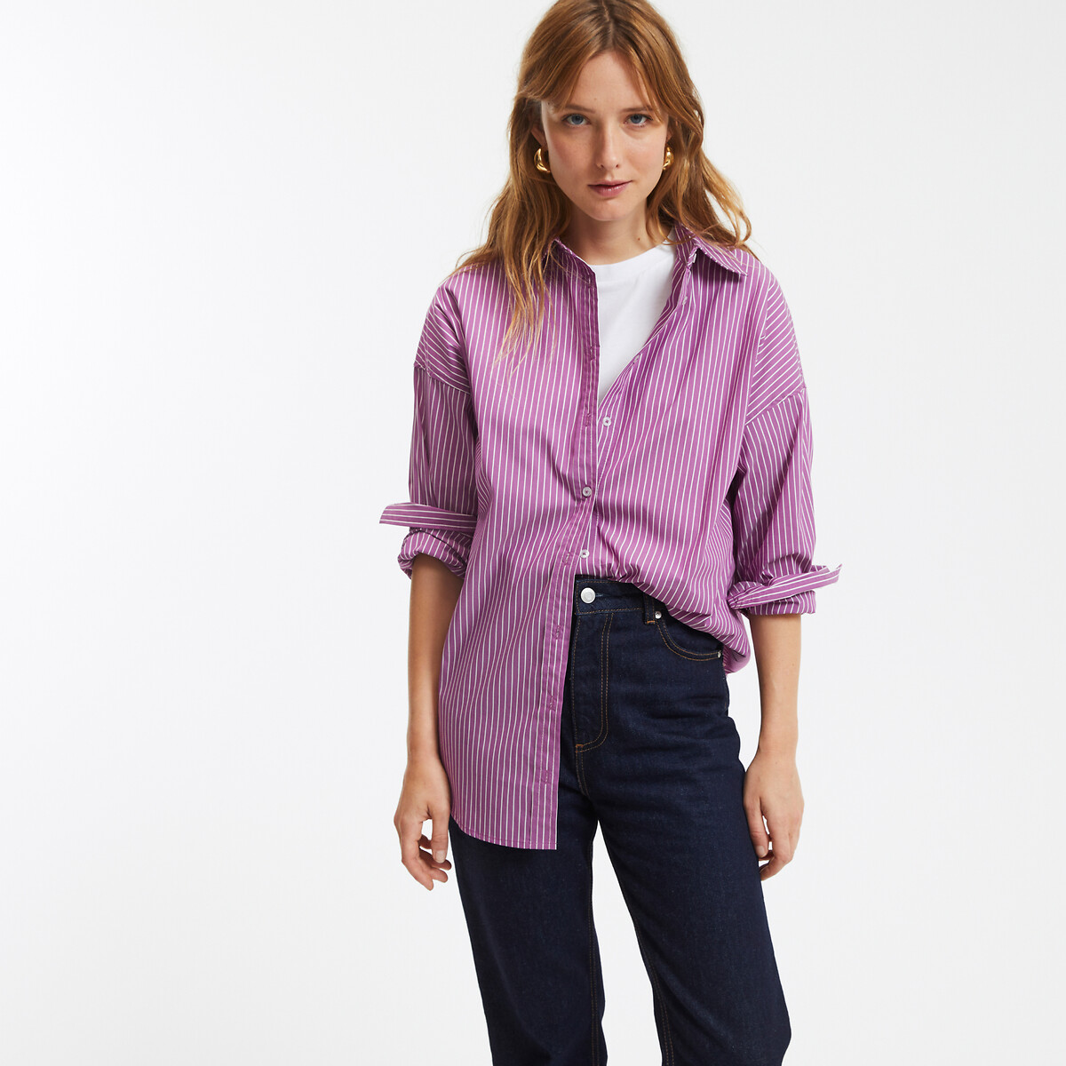COLEÇÕES LA REDOUTE<br>Camisa listrada folgada, modelo exclusivo APOLLINE