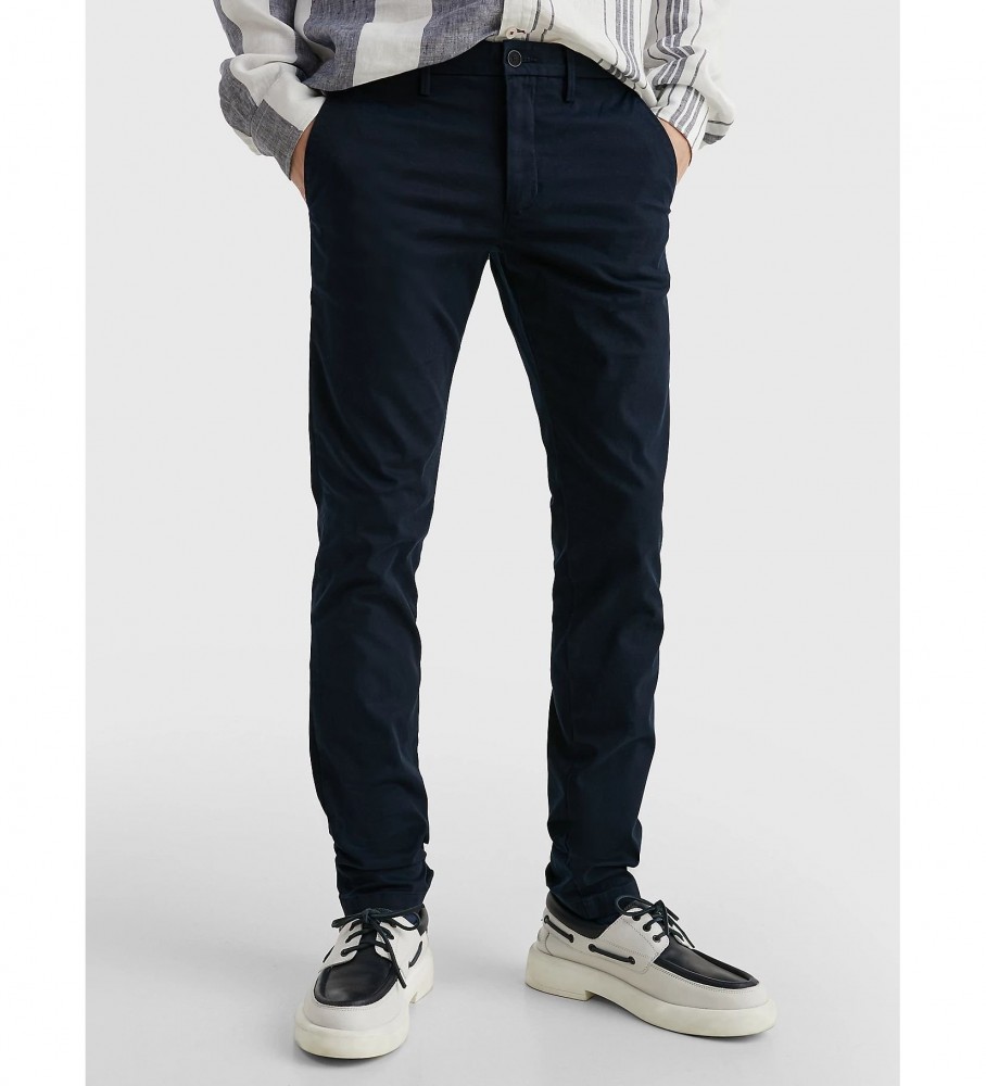 Calça chino Tommy Hilfiger Bleecker em algodão stretch azul-marinho