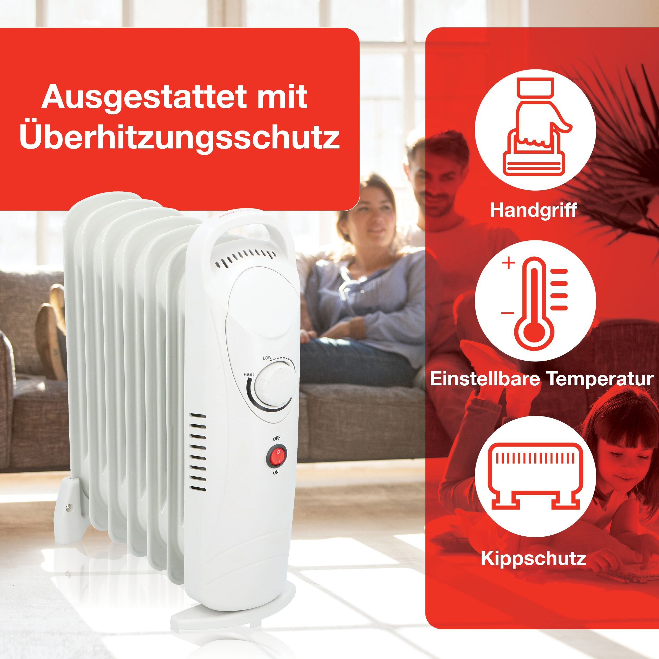 Alpina Öl Radiator, 2 Stufen 850W, Thermostat, Überhitzungsschutz