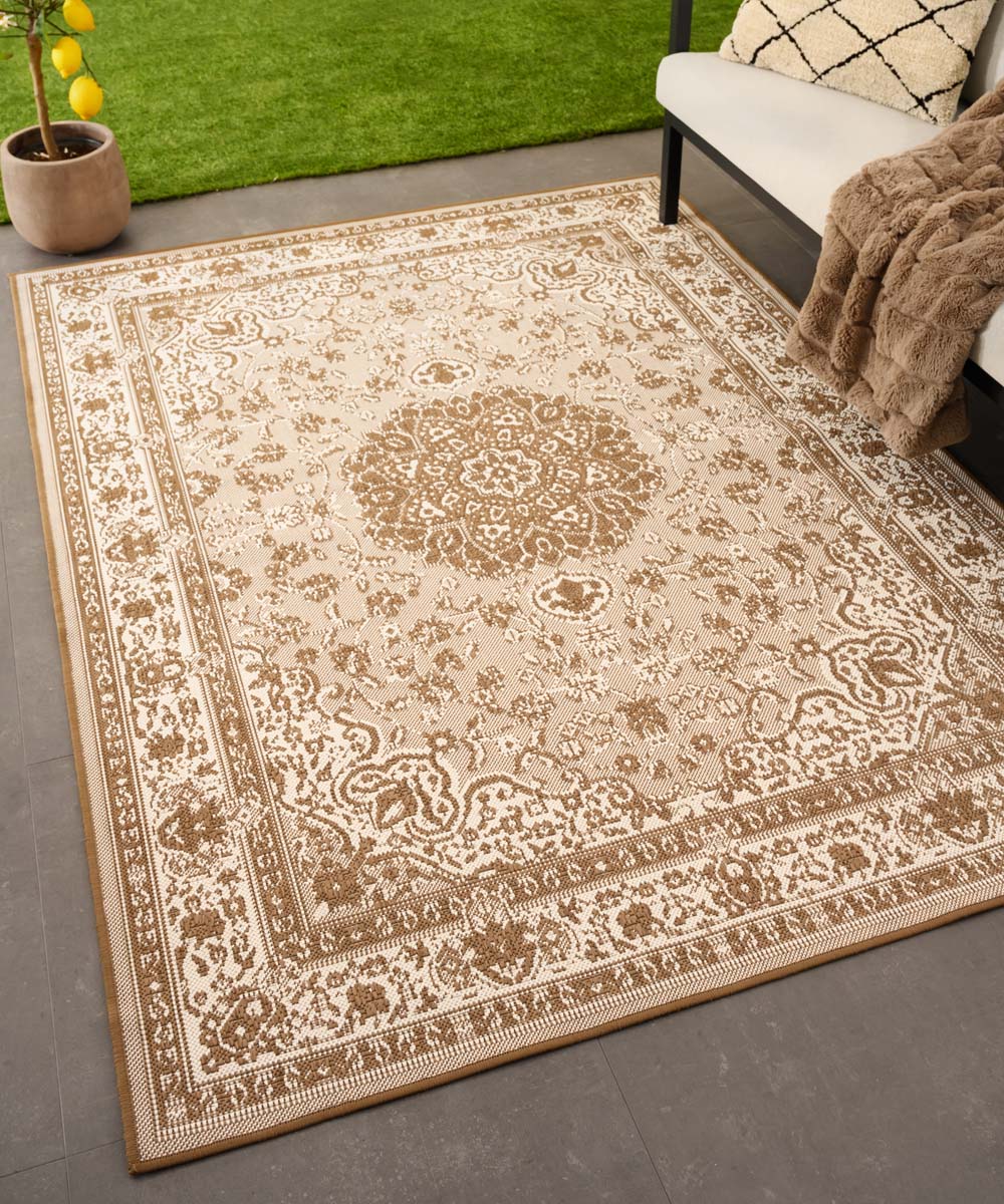 Tapeso Vintage buitenkleed - Flip Agnes lichtbruin - 200x280 cm