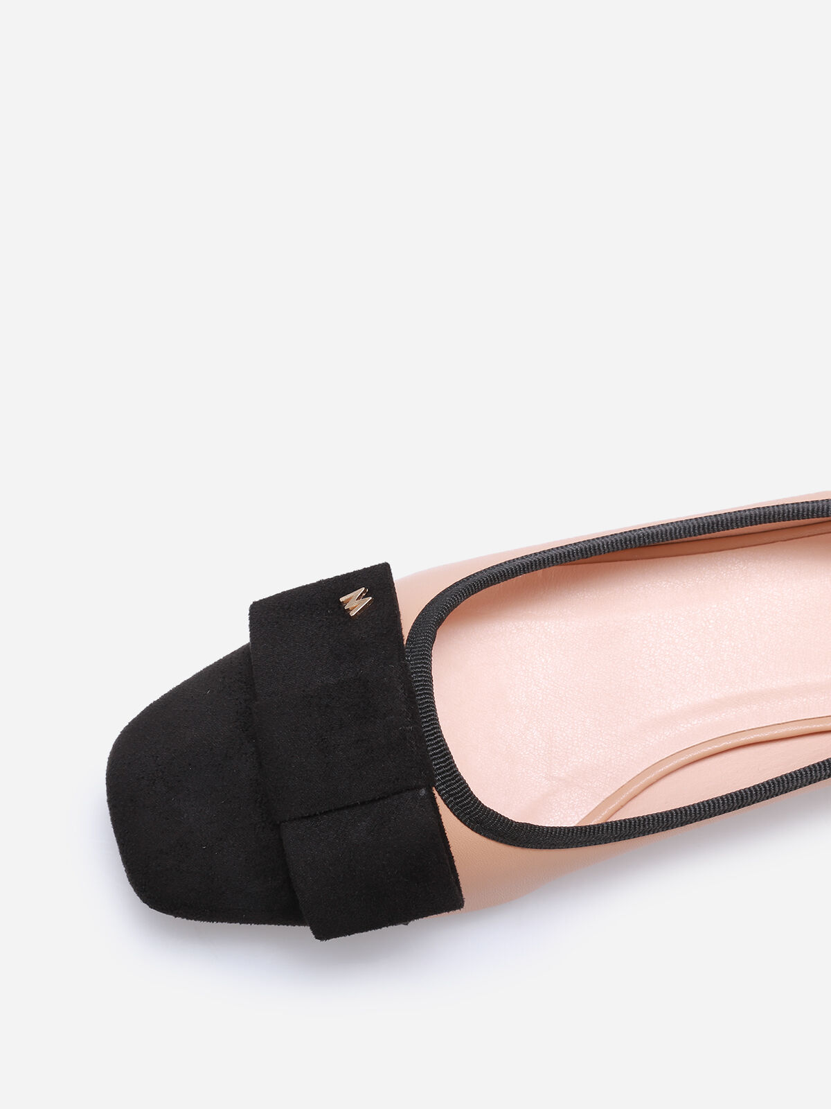 Ballerines à bout carré et nœud grandes tailles- Beige