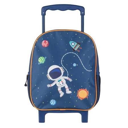 Idena Rucksack-Trolley Astronaut / Weltraum mit 2 Glitter Rollen, dunkelblau