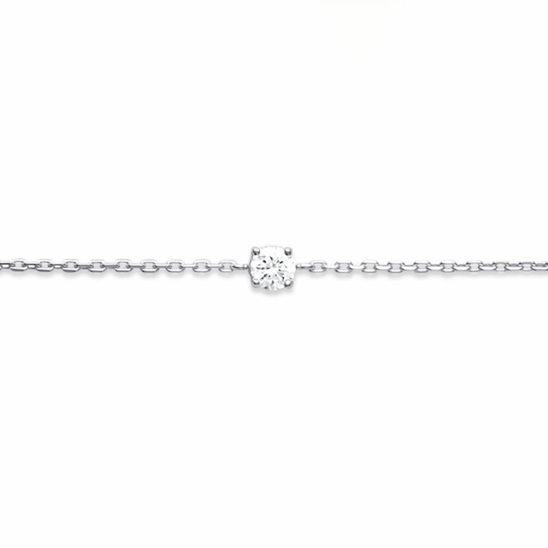 Bracelet Fin Argent Tendance Solitaire Zirconium Strass