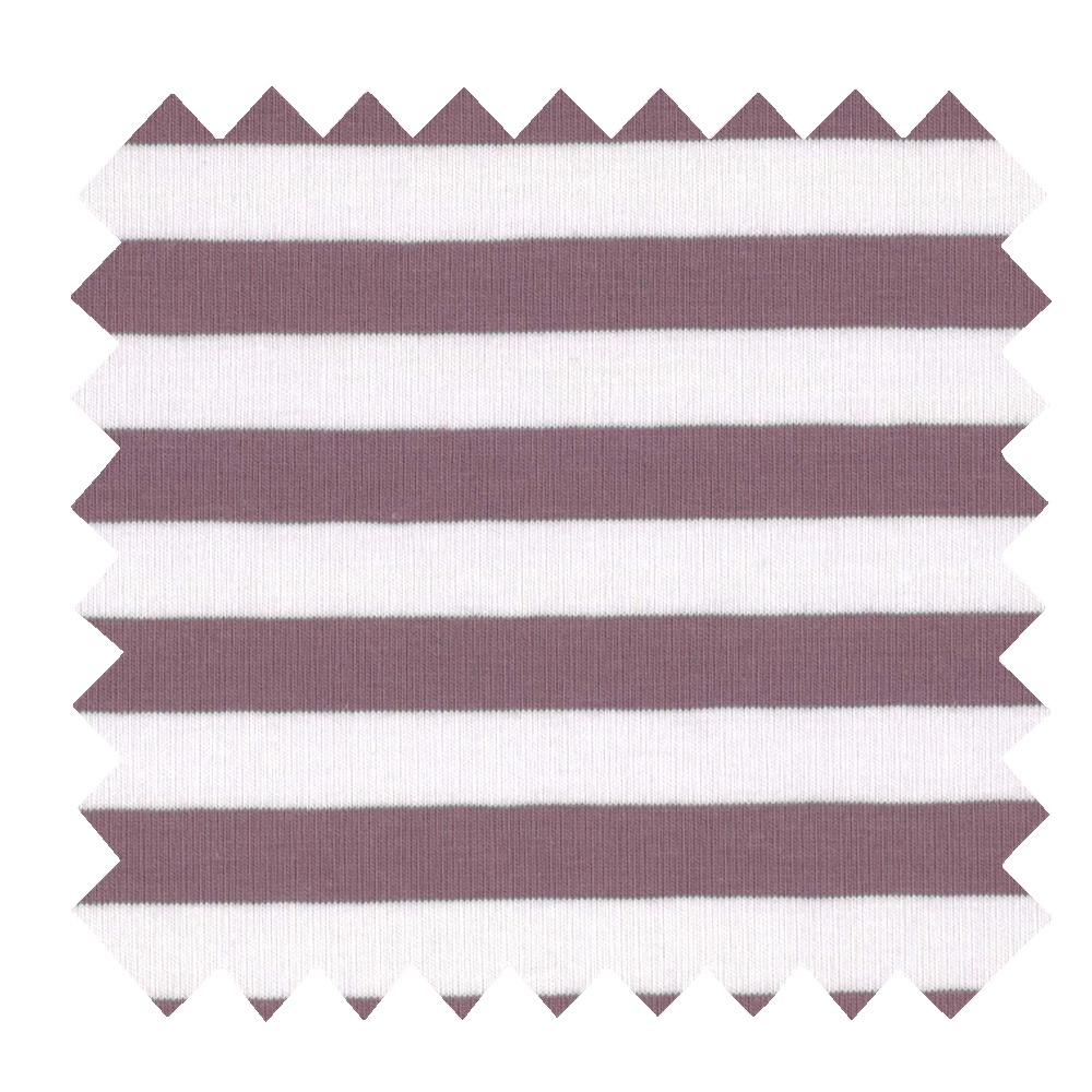 Tissu Jersey Rayure Aubergine Blanc