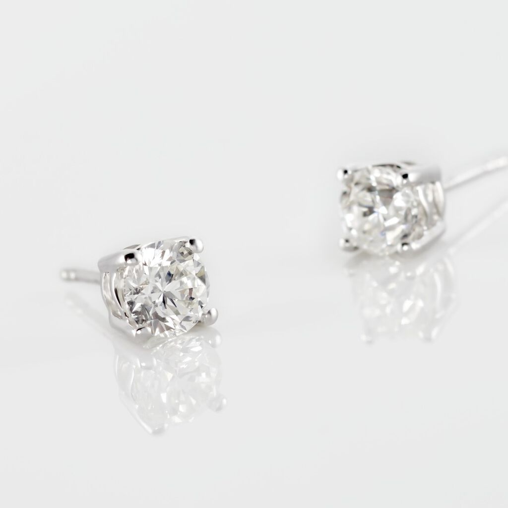 Boucles D'oreilles Puces Or Blanc Victoria Diamants