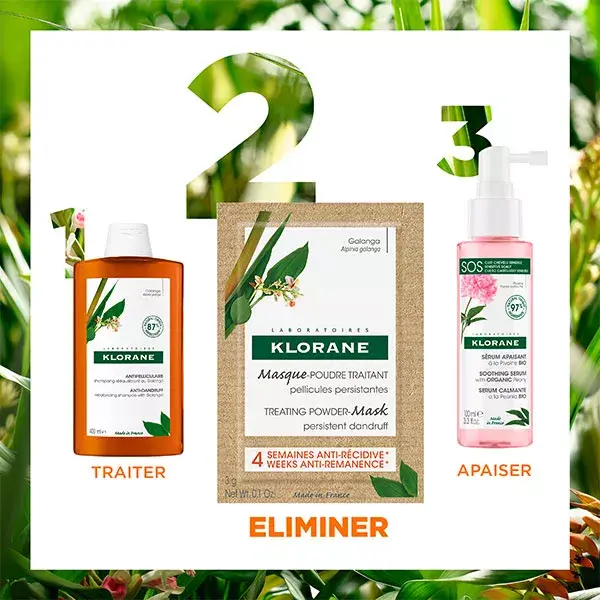 Klorane Galanga Masque-Poudre Traitant Antipelliculaire Pellicules Persistantes 8 unités