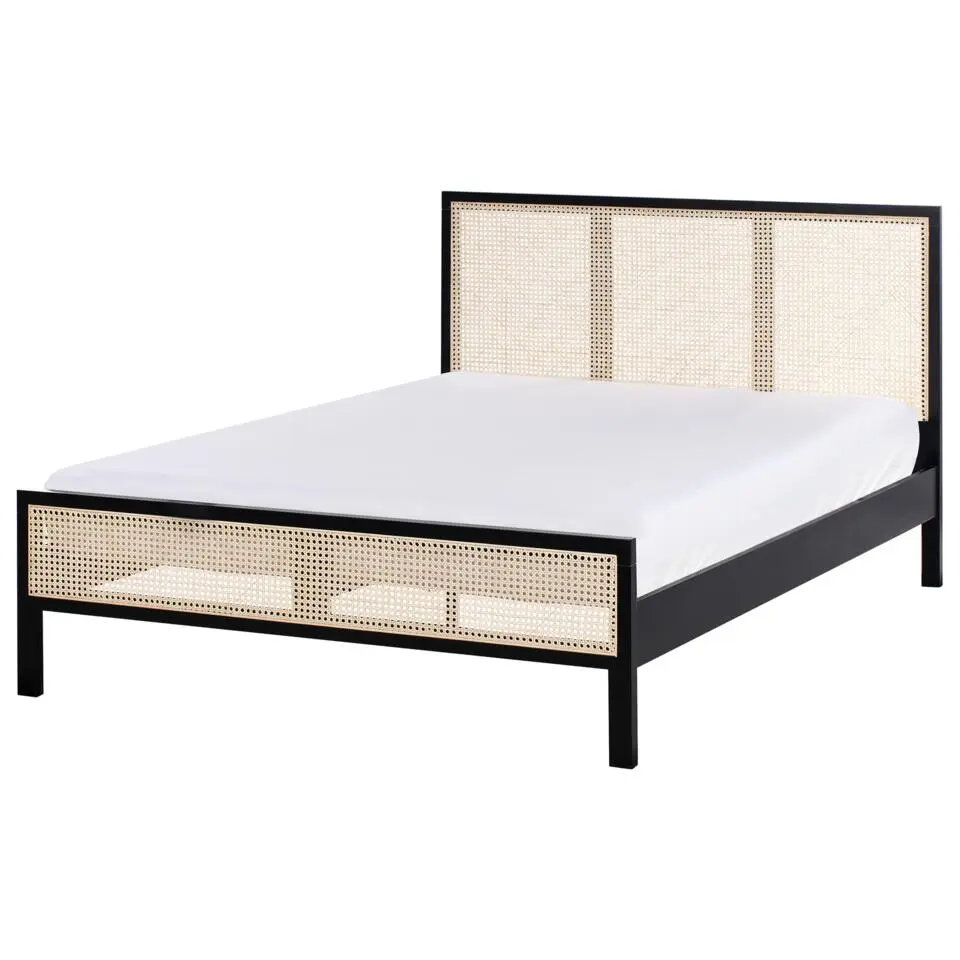 SALERNAS - Tweepersoonsbed - Zwart - 140 x 200 cm - Dennenhout