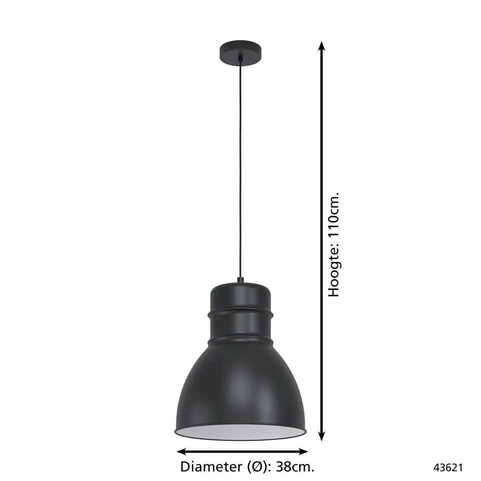 EGLOEburyHanglamp-E27-Ø38cm-Zwart/Wit