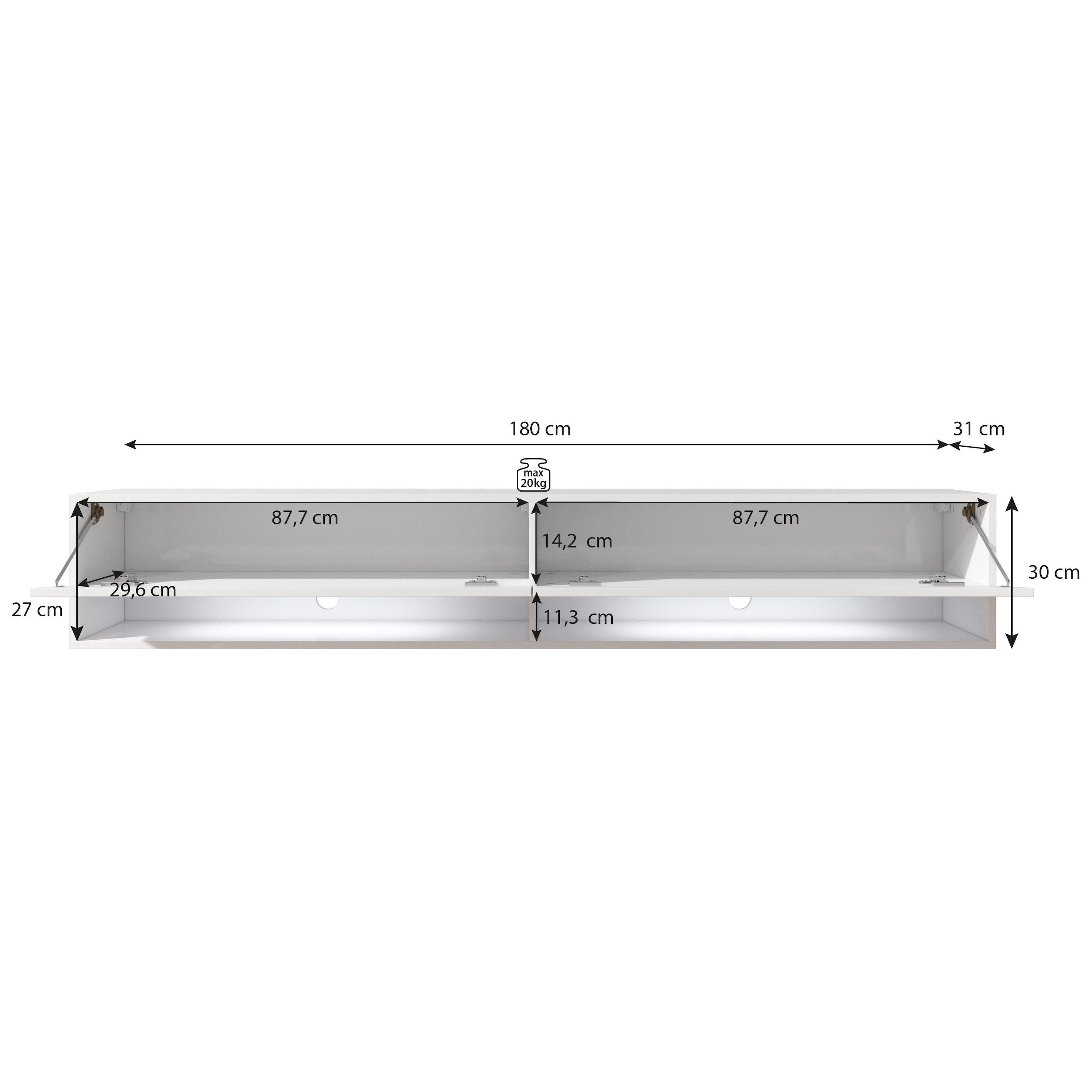 Asino - TV-Meubel met verlichting - Zwart/eiken - 180 cm