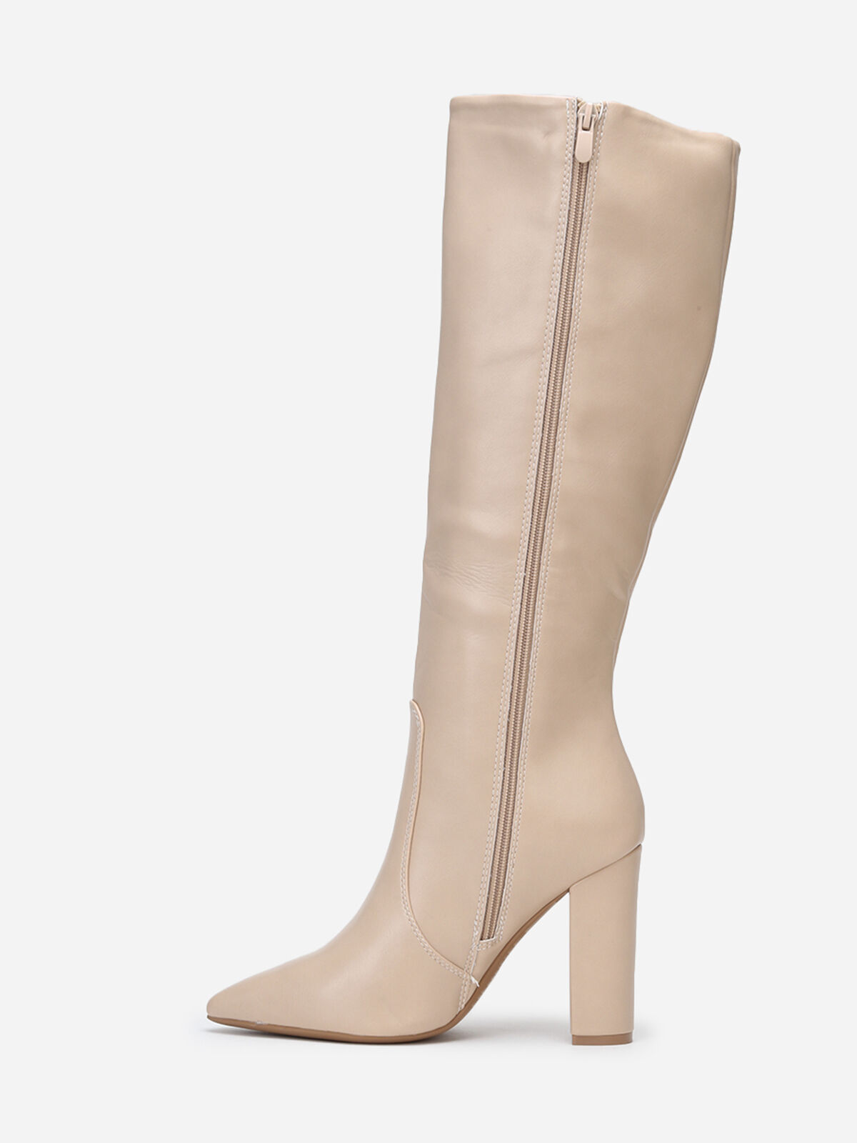 Bottes pointues en simili rigide- Beige