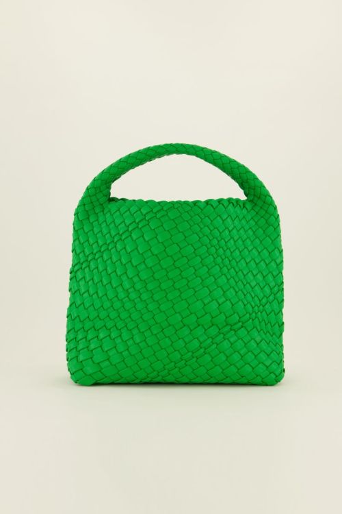 Groen gevlochten handtas