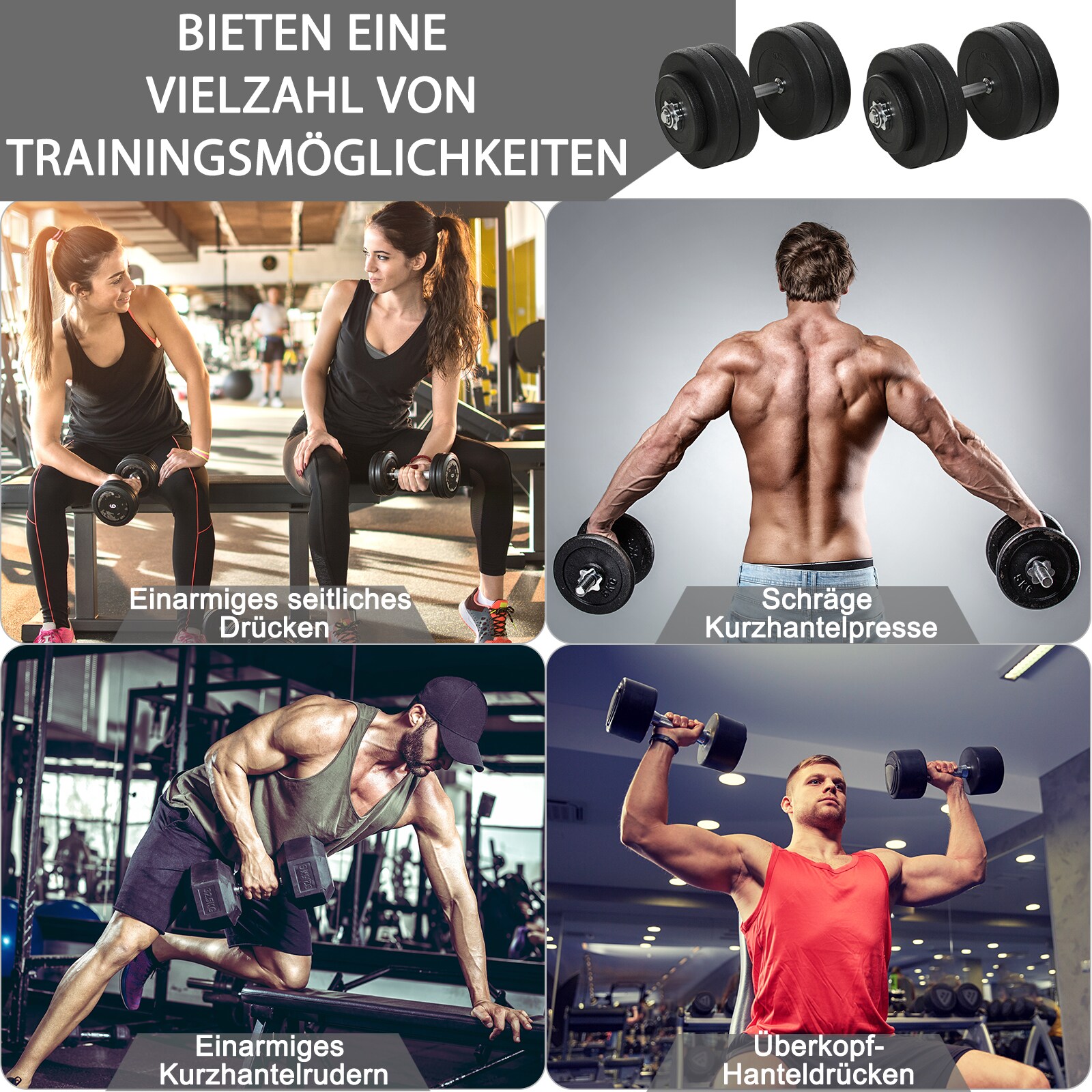 HOMCOM Kurzhantel-Set mit 1,5 und 5 kg Gewichtscheiben schwarz Ø24,5 x 4,3H cm