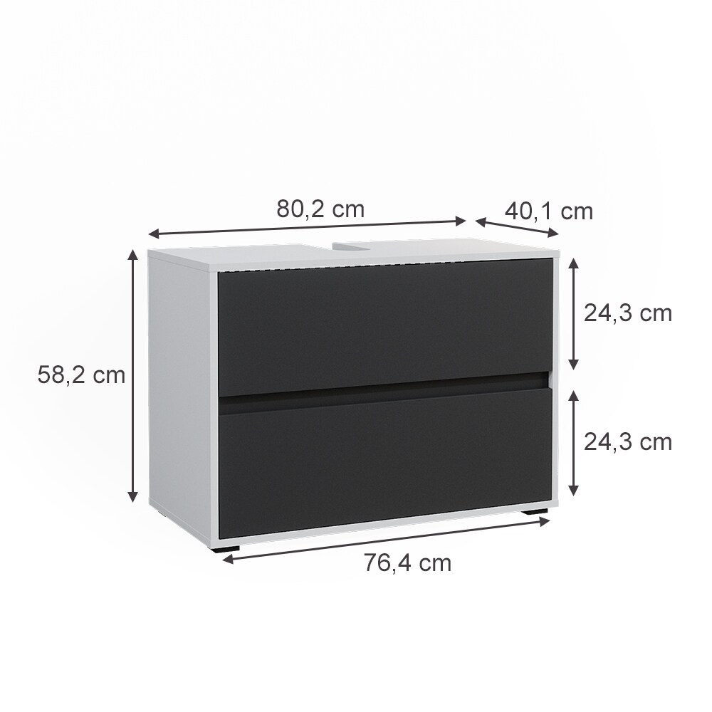 Vicco Waschtischunterschrank Maltin Weiß Anthrazit 80 x 58 cm Badezimmer