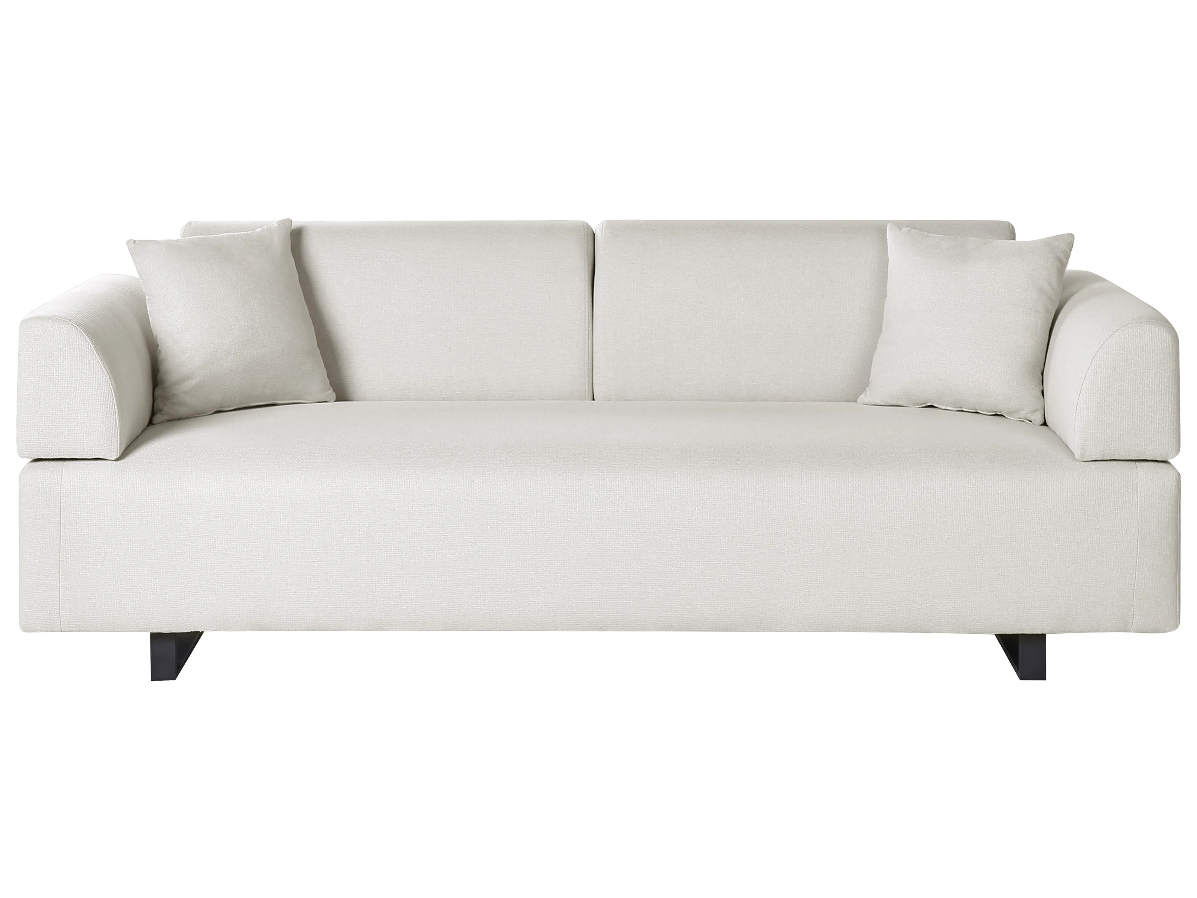 Bank 3-zits SOKNA Stof Lichtbeige met tafels