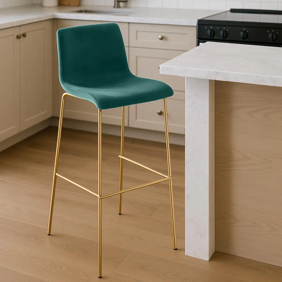 CLP Barkruk Hoover goud Frame - Fluweel - groen