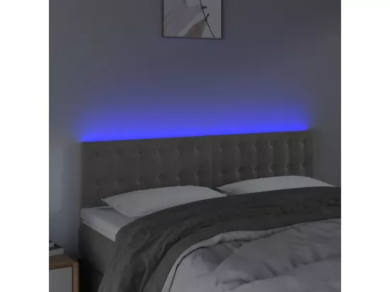 Tête de lit à LED Gris clair 144x5x78/88 cm Velours