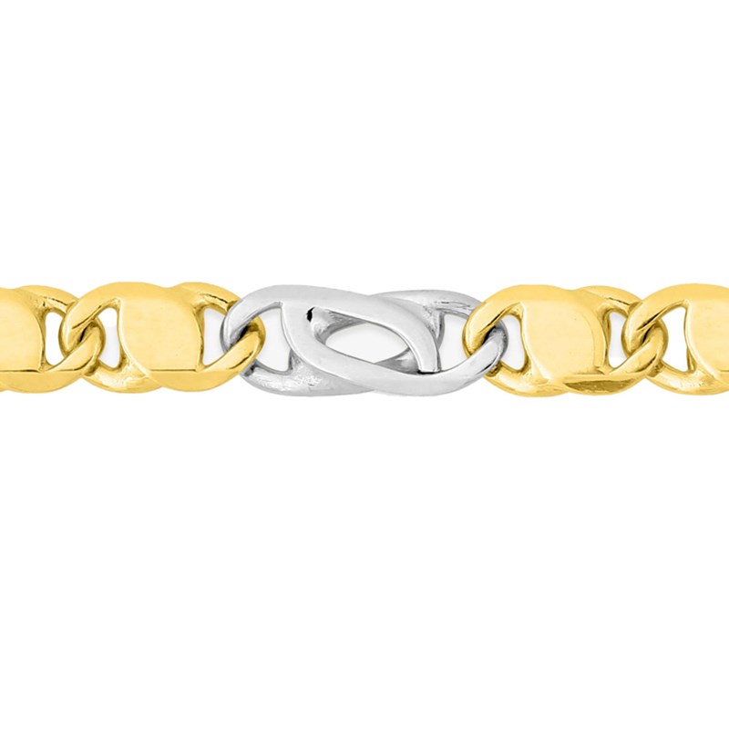 Bracelet mixte 18 cm - Bicolore - Or 18 Carats - Largeur 4 mm
