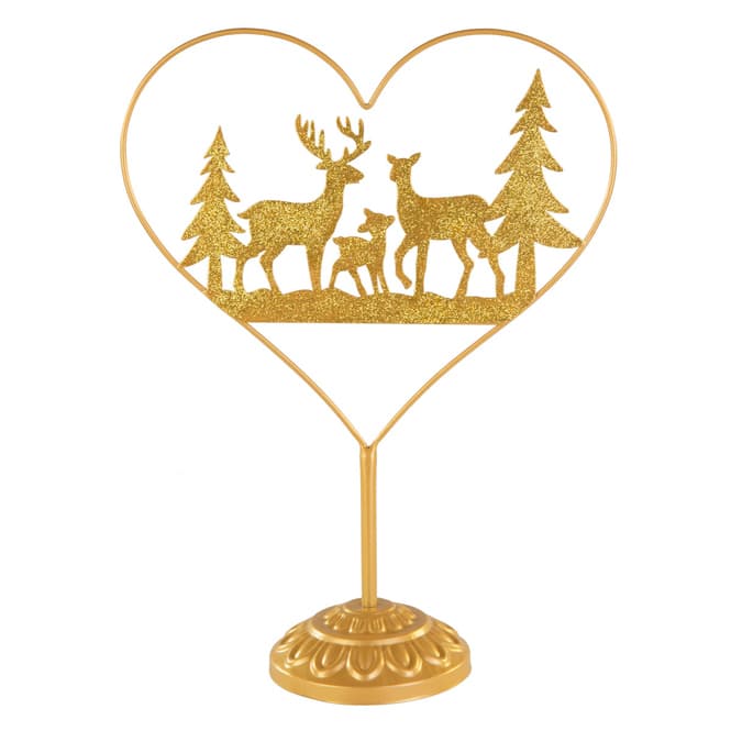 Standdeko gold - Rehe im Wald - ca. 32 x 12 x 42 cm