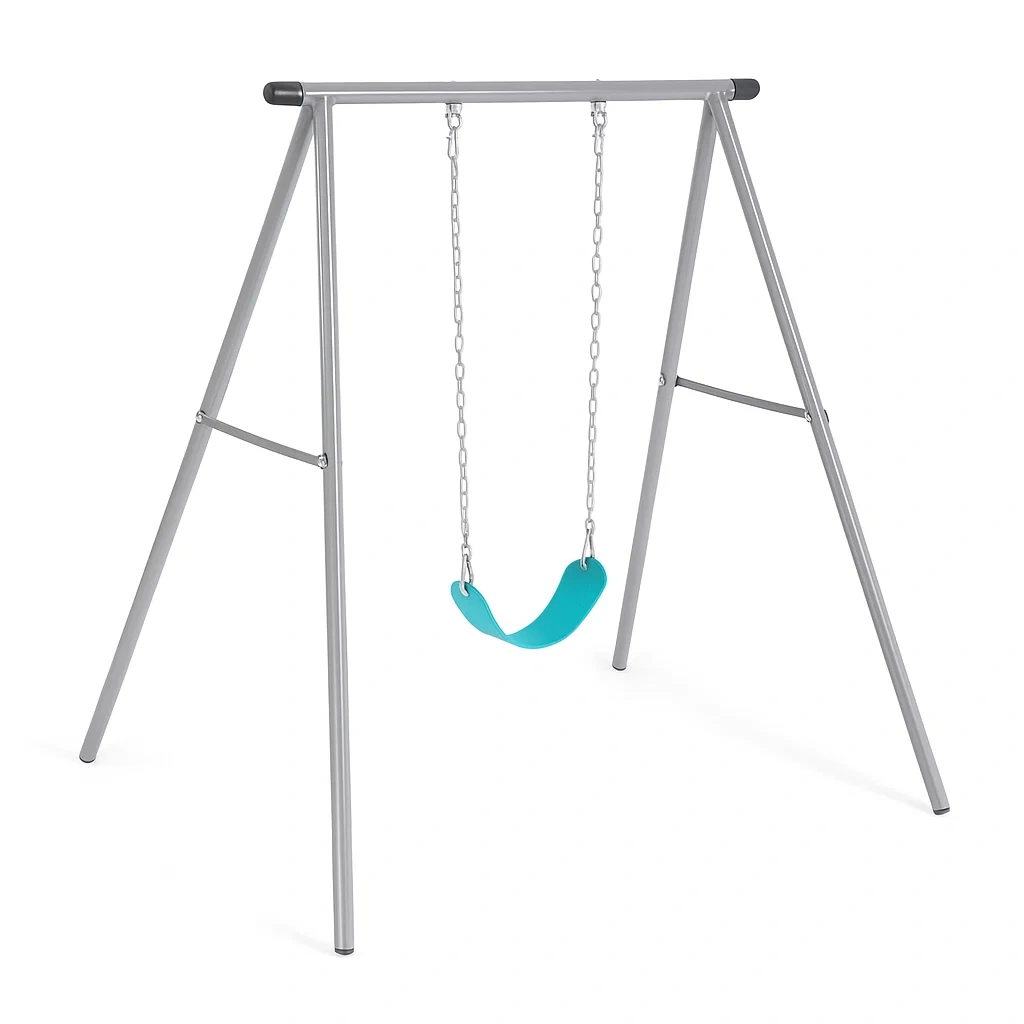 Équipements de jeux pour enfants balançoire extérieure en métal avec siège en PVC 180 x 150 x 180 cm