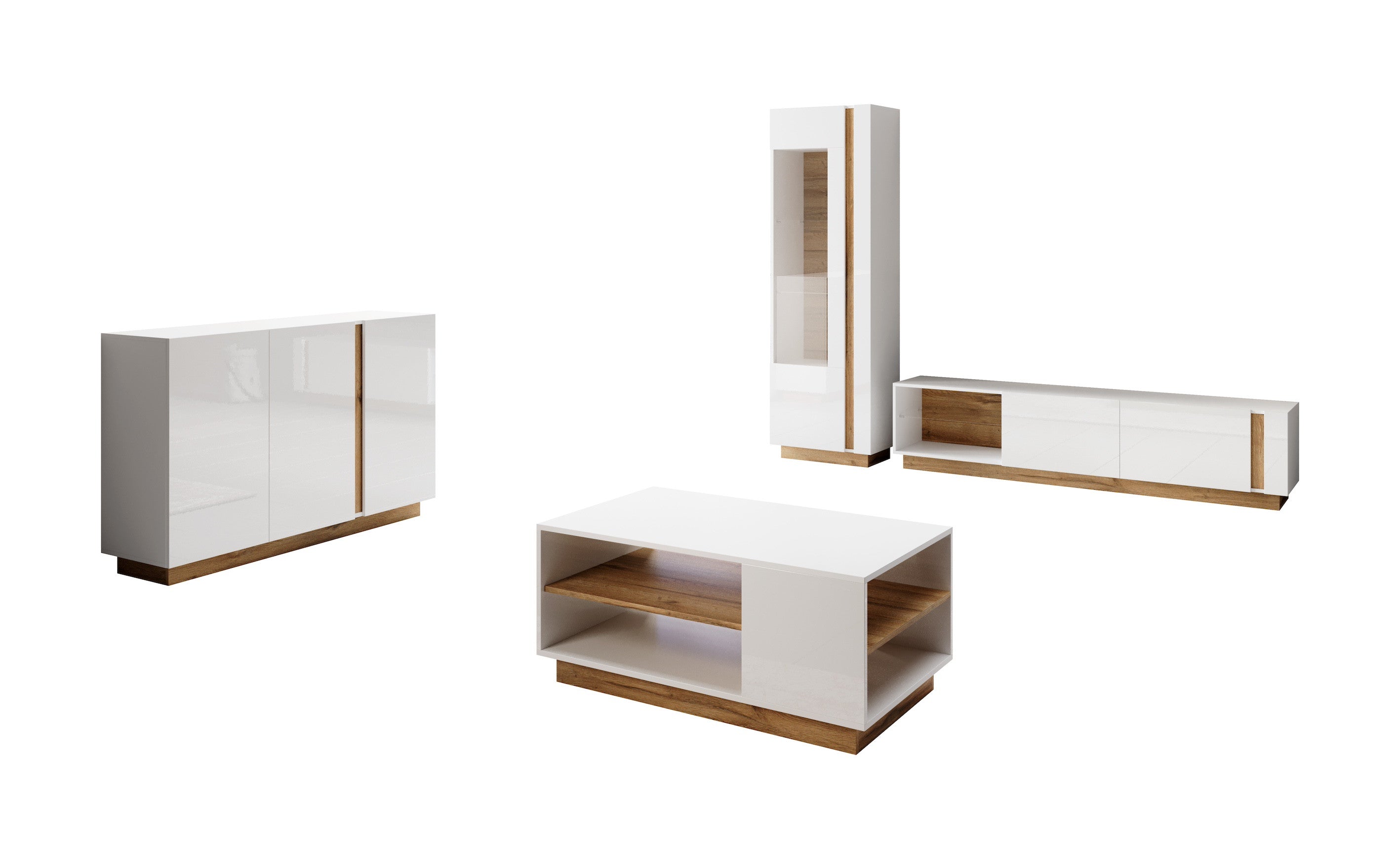 Ashley 2 - Woonkamer - Wit/eiken
