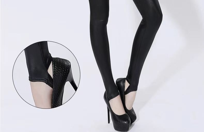 Leandrillo - Effen imitatieleren legging