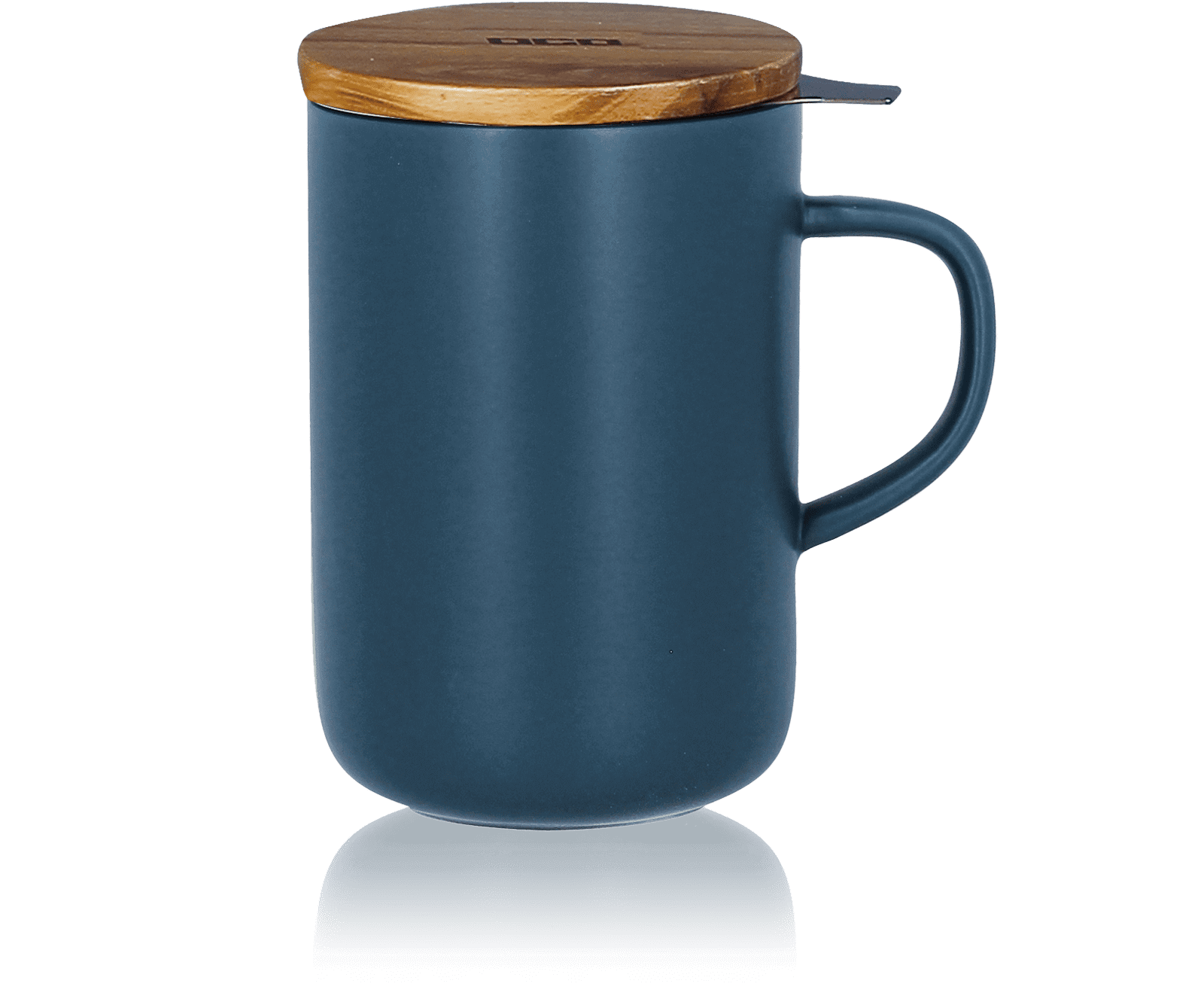 Tisani&egrave;re en gr&egrave;s 48Cl avec filtre en inox et couvercle en bois-OGO - Juliet Bleu fonc&eacute;