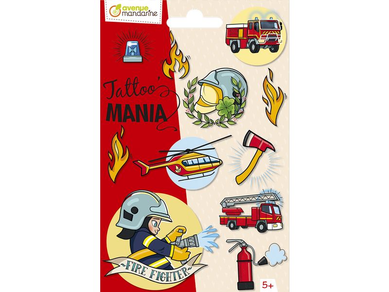 Avenue Mandarine Tattoo Set Tattoo Mania Feuerwehr Temporäre Tattoos
