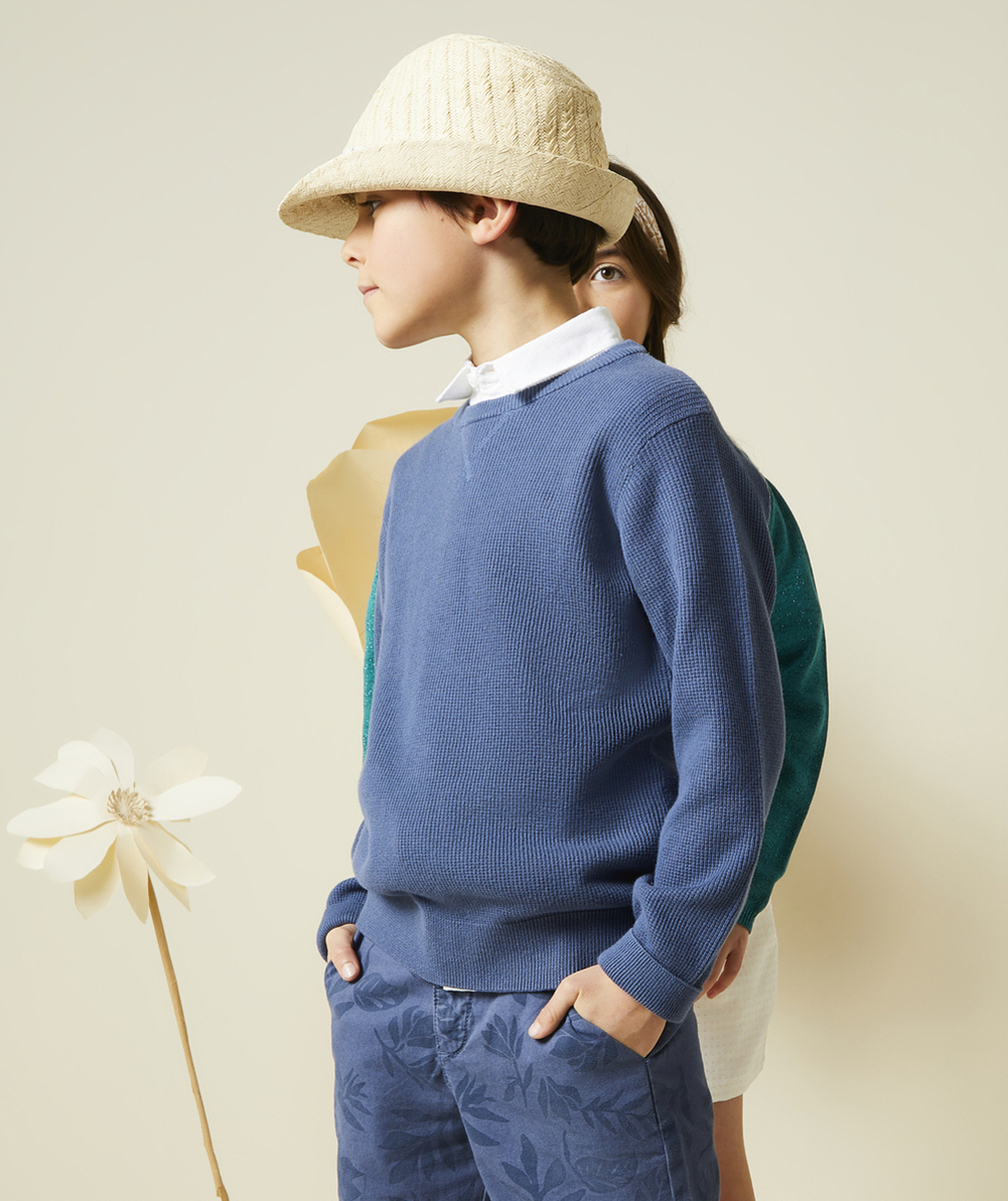 PULL GARÇON EN TRICOT BLEU