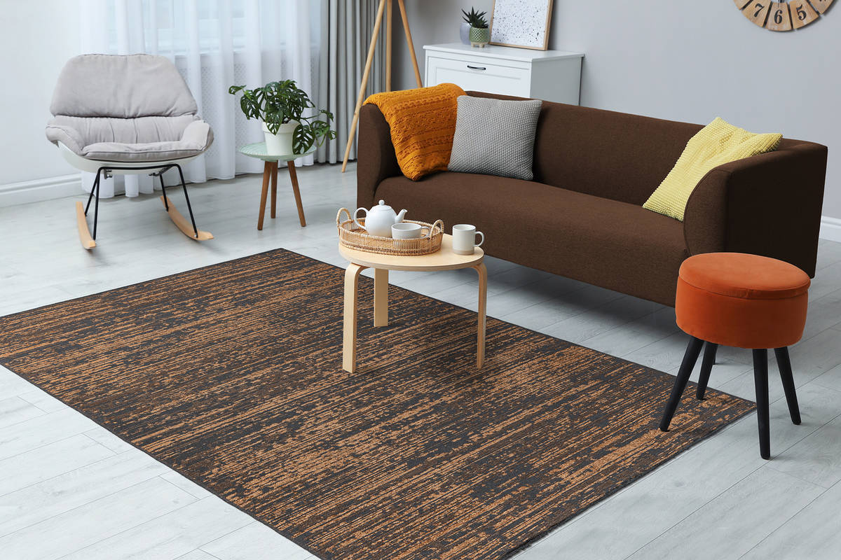 Flachgewebeteppich KALEVI 100 - gelb - mit 3D-Struktur - 80x150 cm