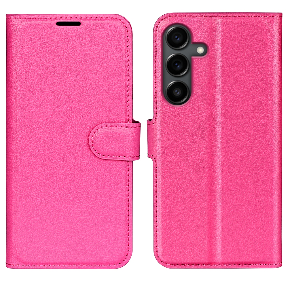 Samsung Galaxy S25 FE Leder Tasche Flip Cover Litchi Look - Pink