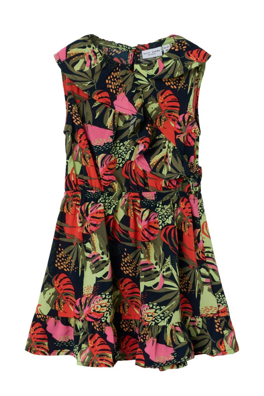 NAME IT gebloemde jurk NMFVINAYA groen/donkerblauw/roze