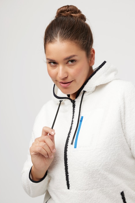 Fleece-Hoodie, Koordinaten-Druck, Zipptaschen, Langarm
