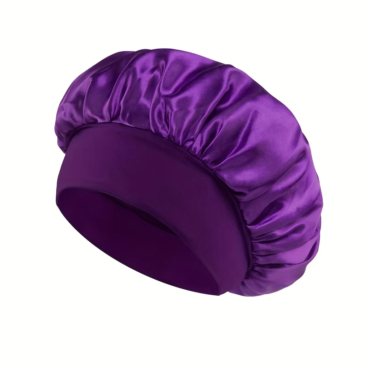 (Ø31cm) Elastische Satin Nachtmütze Haar Schlafmütze Bonnet - Lila