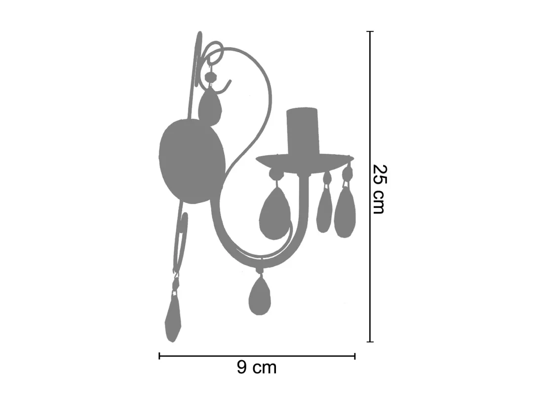 Applique pampilles verre transparent 26cm.