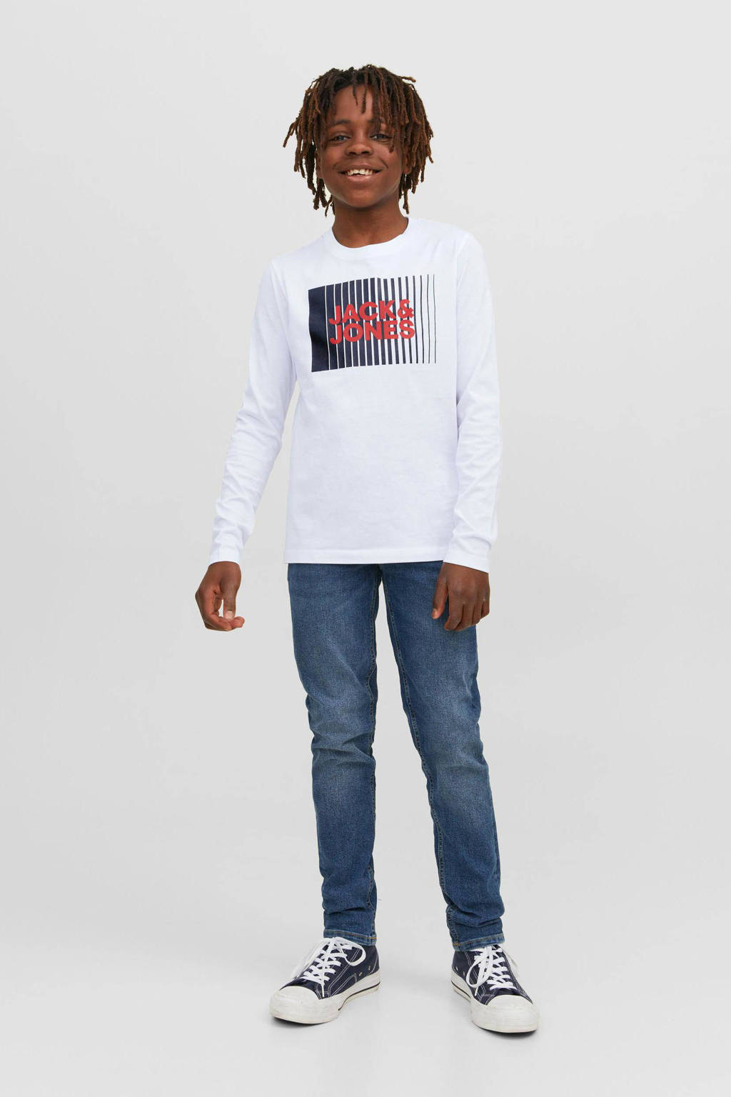 JACK & JONES longsleeve JJECORP van katoen wit