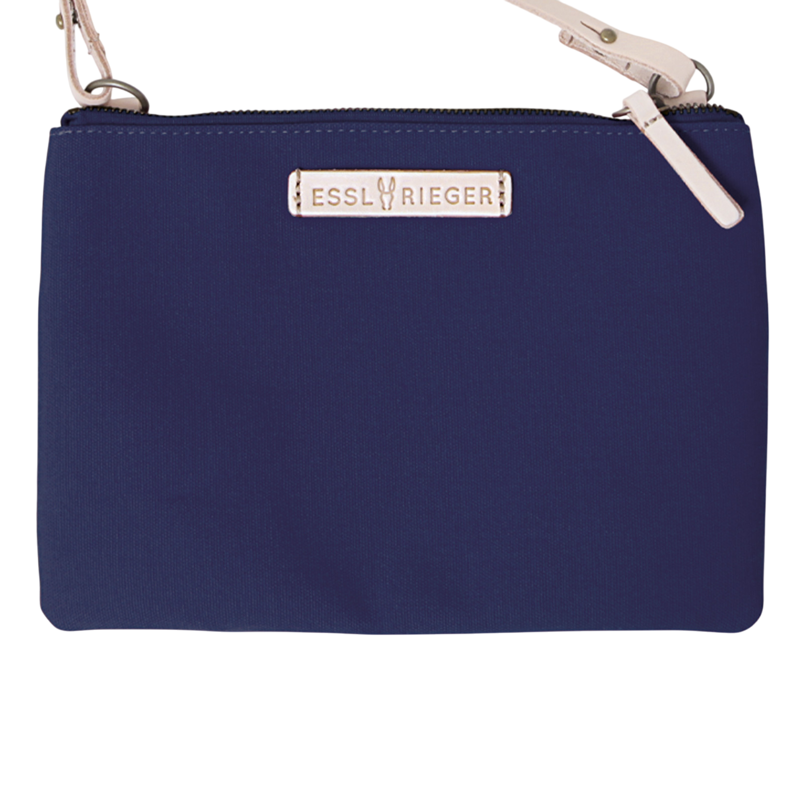 Clutch Charlie Navy, Leder Natur