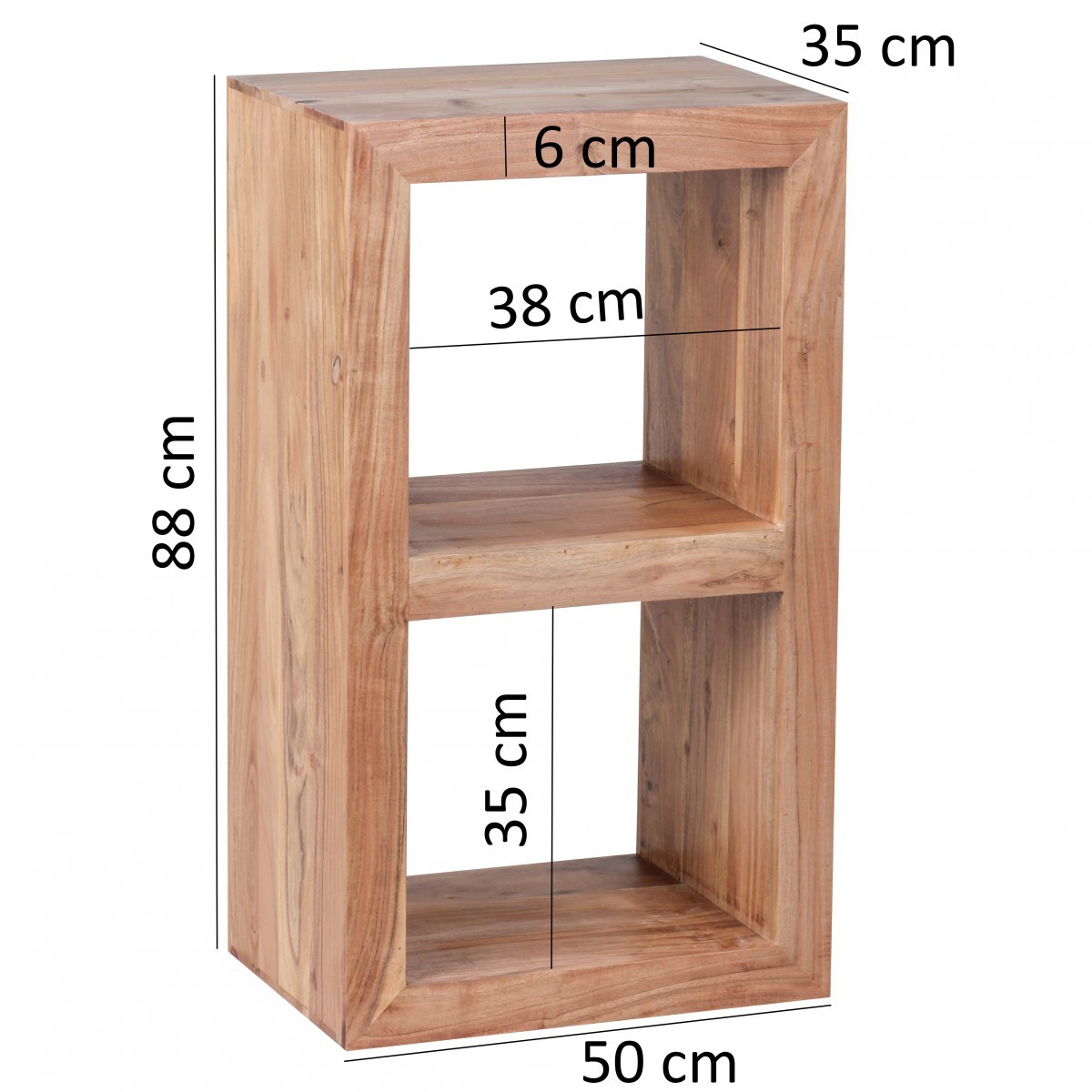 Standregal - klar lackiert - Akazie massiv - 88 cm hoch