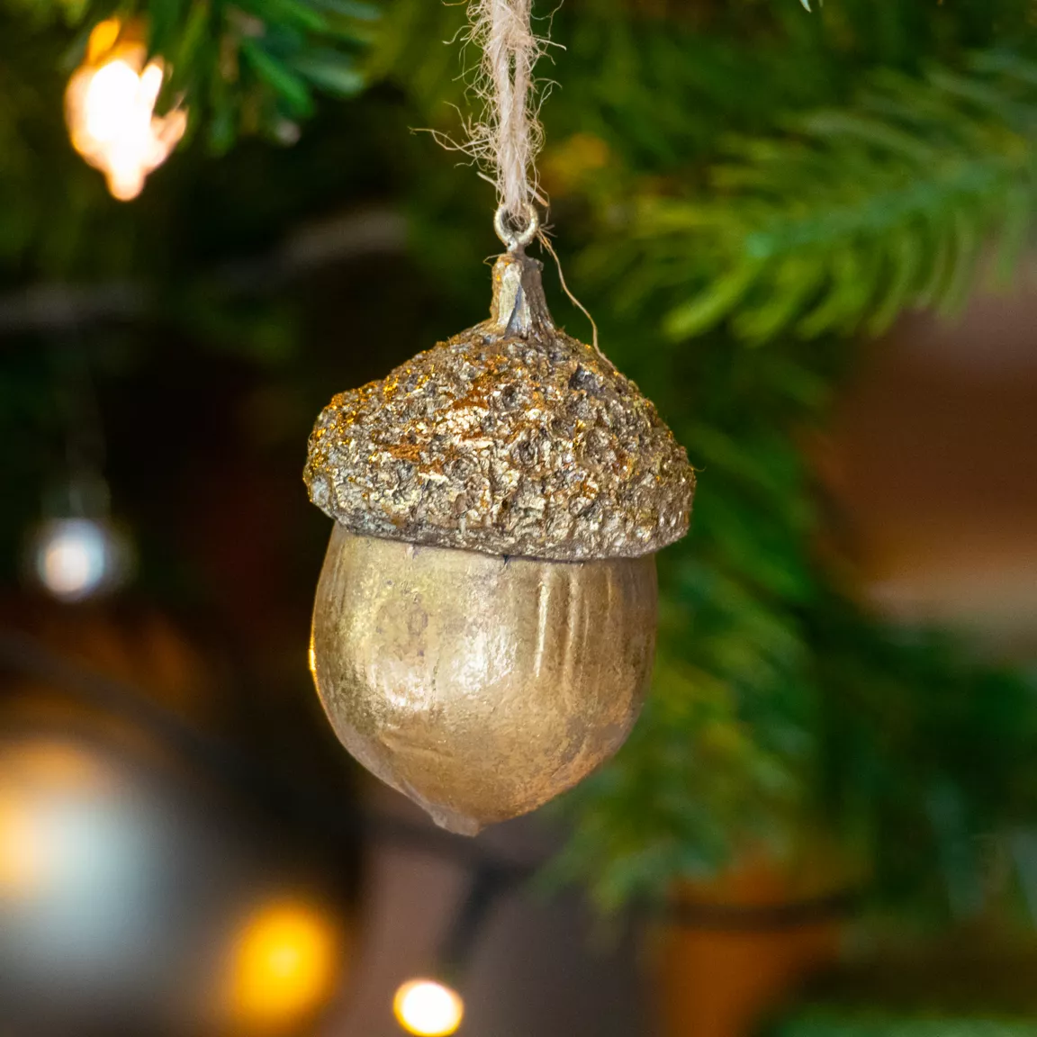Gland de Noël à suspendre (H8 cm) Chêne d'antan Or