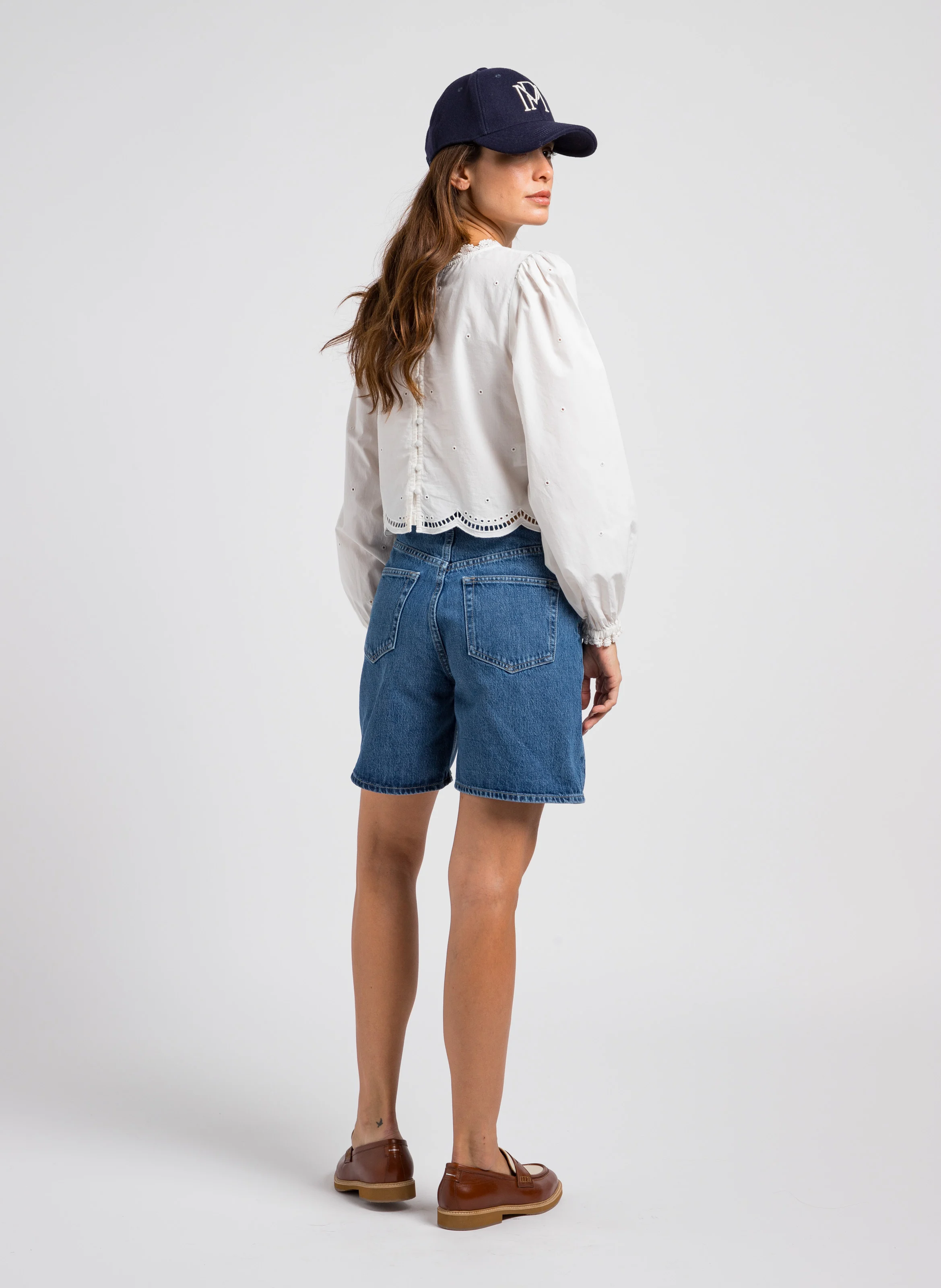 TANAIS - Chemise courte brodée en coton | Blanc
